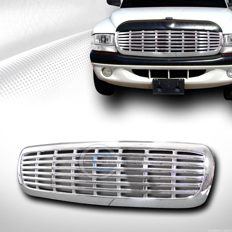 CHROME HORIZONTAL BILLET FRONT HOOD BUMPER GRILL GRILLE ABS 97-04 DAKOTA/DURANGO