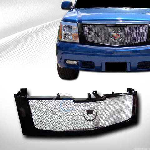 BLK ALUMINUM MESH FRONT HOOD BUMPER GRILL GRILLE GUARD+LOGO BASE 02-06 ESCALADE