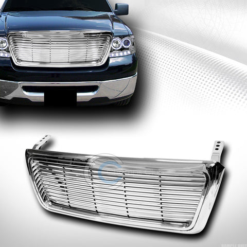 CHROME HORIZONTAL BILLET FRONT HOOD BUMPER GRILL GRILLE COVER 1P 04-08 FORD F150