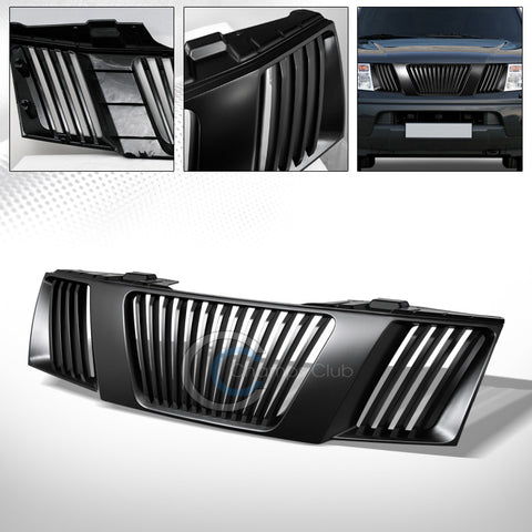 MATTE BLK VERTICAL FRONT HOOD BUMPER GRILL GRILLE FOR 05-08 FRONTIER/PATHFINDER