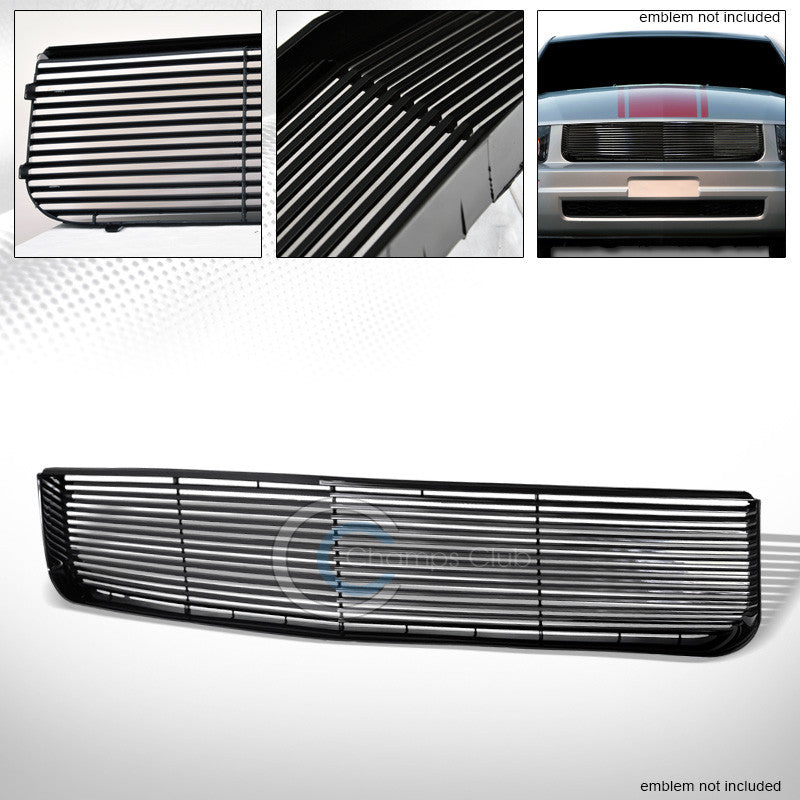 BLACK HORIZONTAL FRONT HOOD BUMPER GRILL GRILLE COVER ABS 05-09 FORD MUSTANG V6