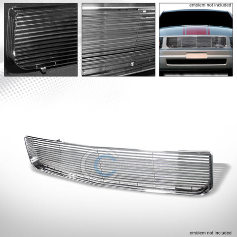 CHROME HORIZONTAL FRONT HOOD BUMPER GRILL GRILLE COVER ABS 05-09 FORD MUSTANG V6