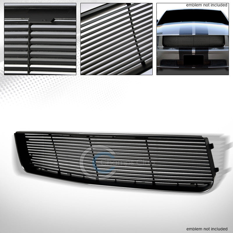 MATTE BLK HORIZONTAL FRONT HOOD BUMPER GRILL GRILLE COVER 05-09 FORD MUSTANG V6