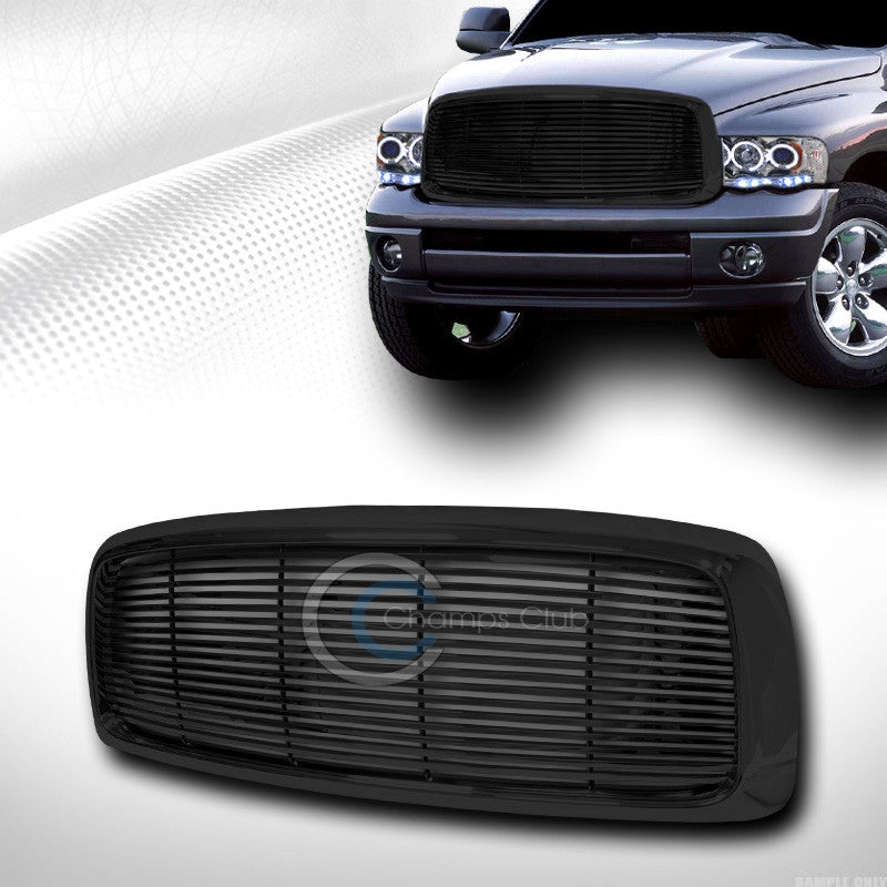 BLACK HORIZONTAL BILLET FRONT HOOD BUMPER GRILL GRILLE COVER ABS 02-05 DODGE RAM