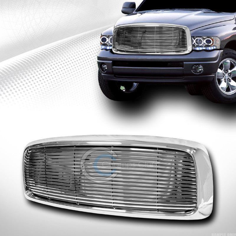 CHROME HORIZONTAL BILLET FRONT HOOD BUMPER GRILL GRILLE COVER 1P 02-05 DODGE RAM