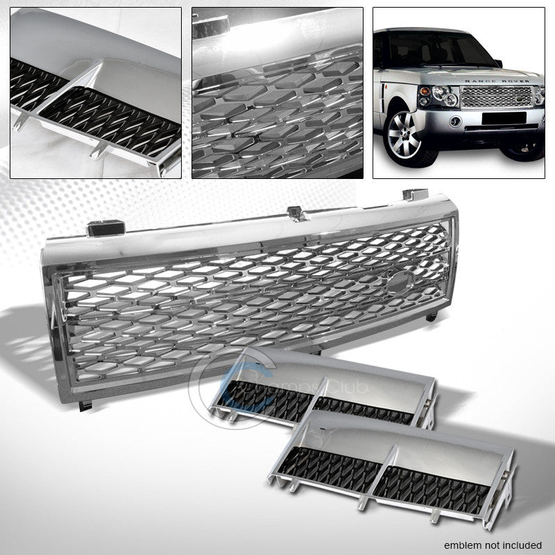 CHROME MESH GRILL GRILLE+CHROME/BLK HONEYCOMB FENDER VENT 2003-2005 RANGE ROVER