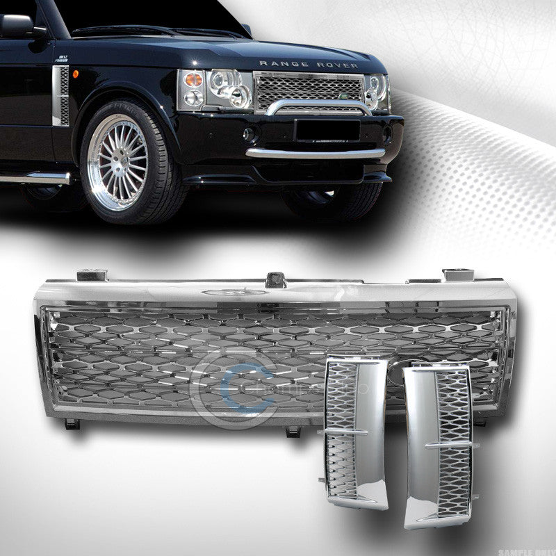 CHROME SILVER MESH BUMPER GRILL GRILLE+SIDE FENDER VENT CS 2003-2005 RANGE ROVER