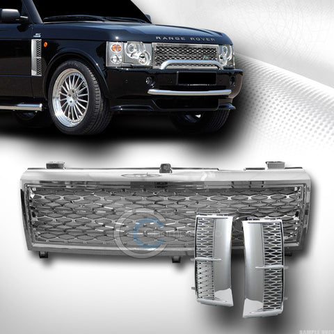 CHROME SILVER MESH BUMPER GRILL GRILLE+SIDE FENDER VENT CS 2003-2005 RANGE ROVER
