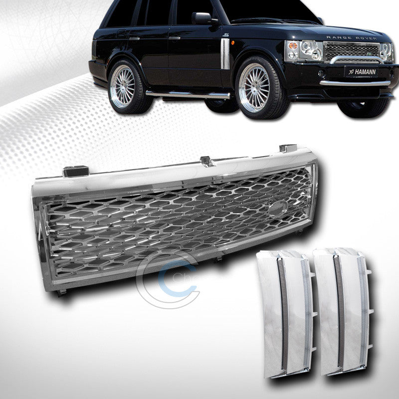 CHROME HONEYCOMB MESH FRONT HOOD GRILL w/FENDER GRILLE V2 2003-2005 RANGE ROVER
