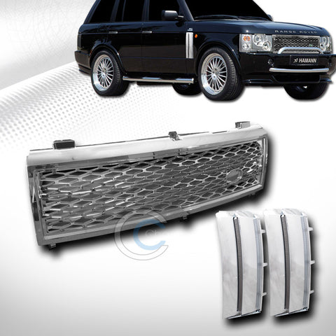 CHROME HONEYCOMB MESH FRONT HOOD GRILL w/FENDER GRILLE V2 2003-2005 RANGE ROVER