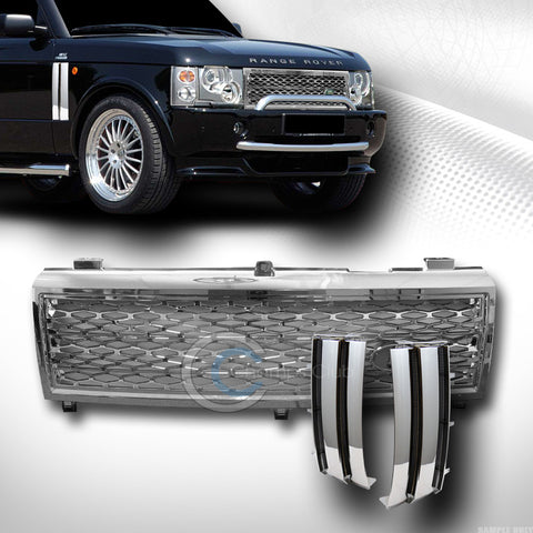 CHROME MESH BUMPER GRILL GRILLE+SIDE FENDER VENT CH BLK V2 2003-2005 ROVER RANGE