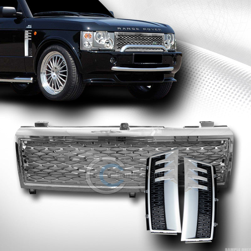 CHROME MESH HOOD GRILL GRILLE+HONEYCOMB FENDER VENT CH BLK 2003-2005 RANGE ROVER
