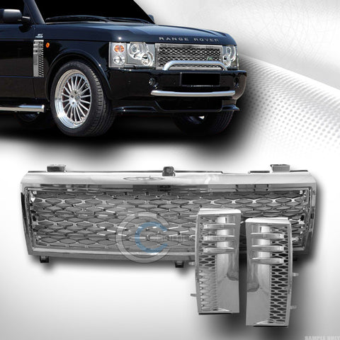 CHROME MESH HOOD GRILL GRILLE+HONEYCOMB FENDER VENT CH SILVER 2003+ RANGE ROVER