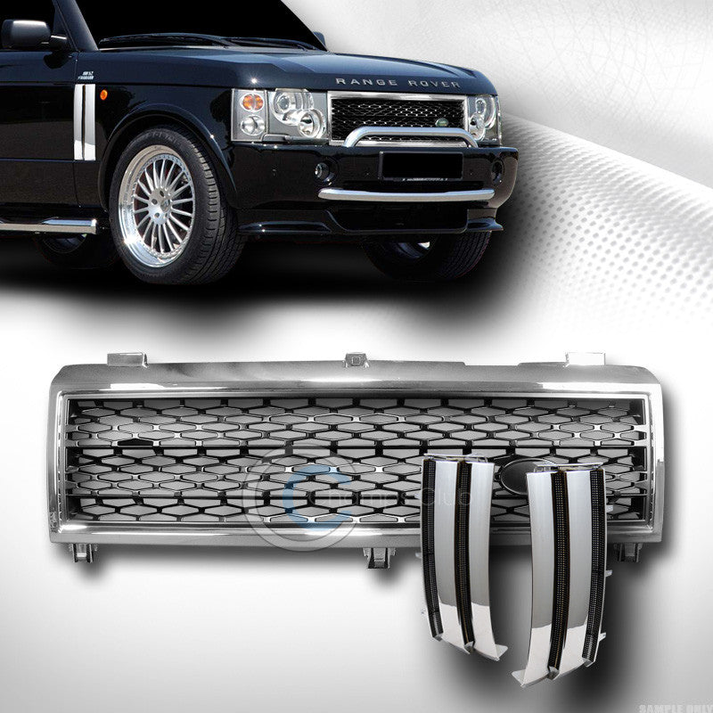 CHROME BLACK MESH BUMPER GRILL GRILLE+SIDE FENDER VENT V2 2003-2005 ROVER RANGE