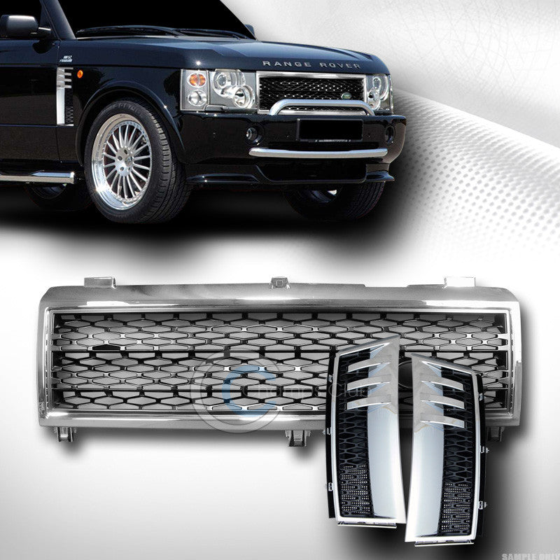 CHROME BLK MESH HOOD GRILL GRILLE W/HONEYCOMB FENDER VENT 2003-2005 RANGE ROVER