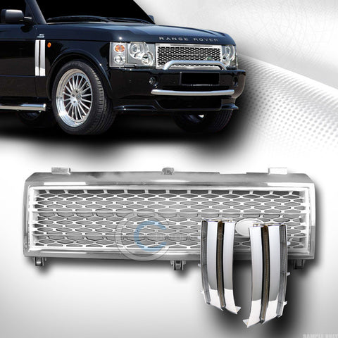CHROME SILVER MESH BUMPER GRILL GRILLE+SIDE FENDER VENT V2 2003-2005 ROVER RANGE