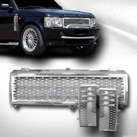 CHROME SILVER MESH HOOD GRILL GRILLE+HONEYCOMB FENDER VENT 2003-2005 RANGE ROVER