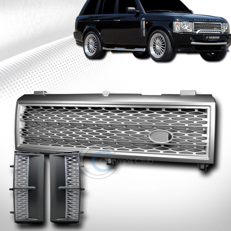 GREY/SILVER MESH FRONT HOOD GRILL GRILLE+SIDE FENDER VENT 2003-2005 RANGE ROVER