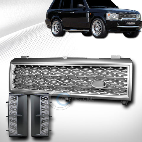 GREY/SILVER MESH FRONT HOOD GRILL GRILLE+SIDE FENDER VENT 2003-2005 RANGE ROVER