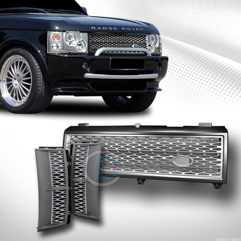 GREY/SILVER MESH FRONT BUMPER GRILL GRILLE W/FENDER VENTS 2003-2005 RANGE ROVER