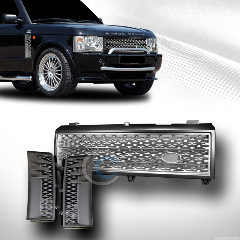 GREY SILVER MESH HOOD GRILL GRILLE W/HONEYCOMB FENDER VENT 2003-2005 RANGE ROVER