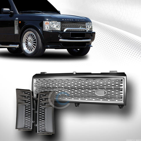 GREY SILVER MESH HOOD GRILL GRILLE W/HONEYCOMB FENDER VENT 2003-2005 RANGE ROVER