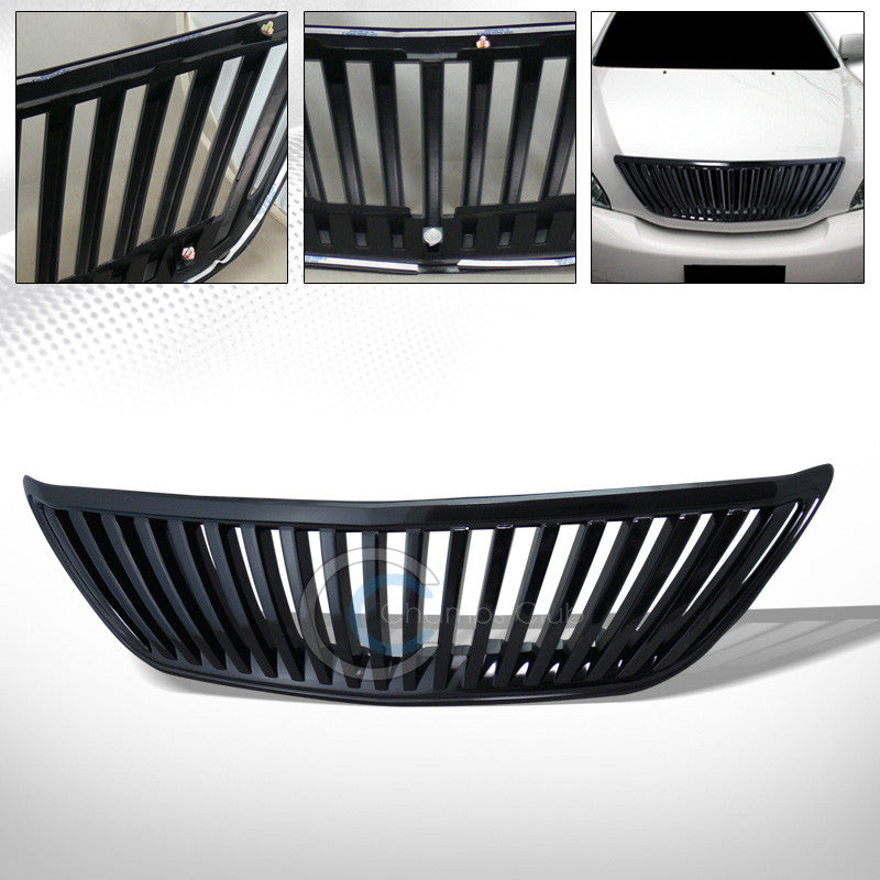 BLACK VERTICAL FRONT HOOD BUMPER GRILL GRILLE COVER ABS 04-06 LEXUS RX330 RX400H