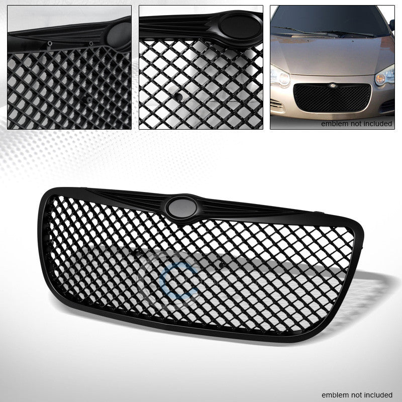 MATTE BLK SPORT MESH FRONT HOOD BUMPER GRILL GRILLE COVER 04-06 CHRYSLER SEBRING