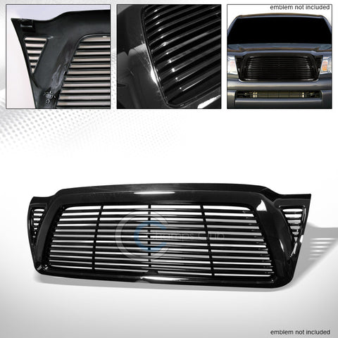 BLACK HORIZONTAL BILLET STYLE FRONT HOOD BUMPER GRILL GRILLE COVER 05-11 TACOMA