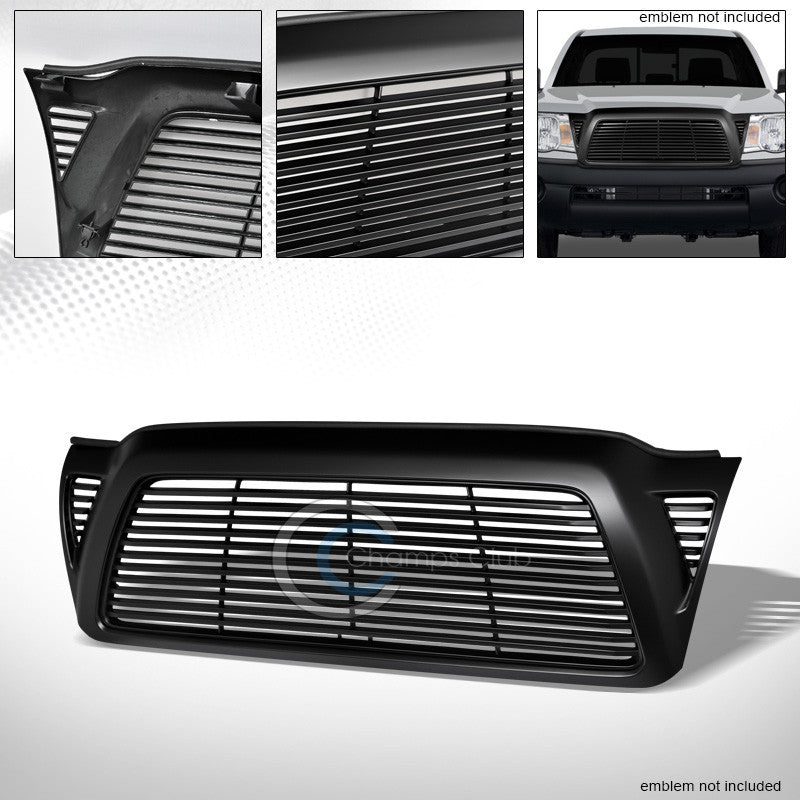 MATTE BLACK HORIZONTAL BILLET FRONT HOOD BUMPER GRILL GRILLE 05-11 TOYOTA TACOMA