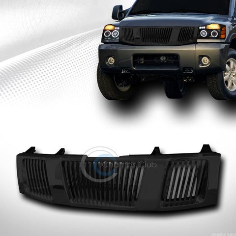 BLACK VERTICAL FRONT HOOD BUMPER GRILL GRILLE COVER ABS FOR 04-07 TITAN/ARMADA