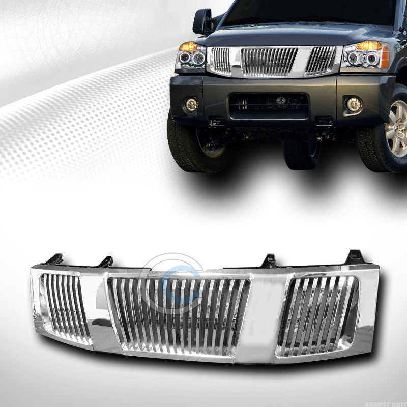 CHROME VERTICAL FRONT HOOD BUMPER GRILL GRILLE COVER ABS FOR 04-07 TITAN/ARMADA