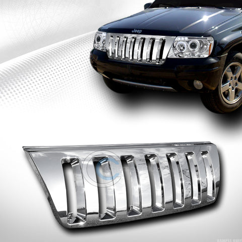 POLISHED CHROME VERTICAL H2 STYLE FRONT HOOD BUMPER GRILLE 99-03 GRAND CHEROKEE