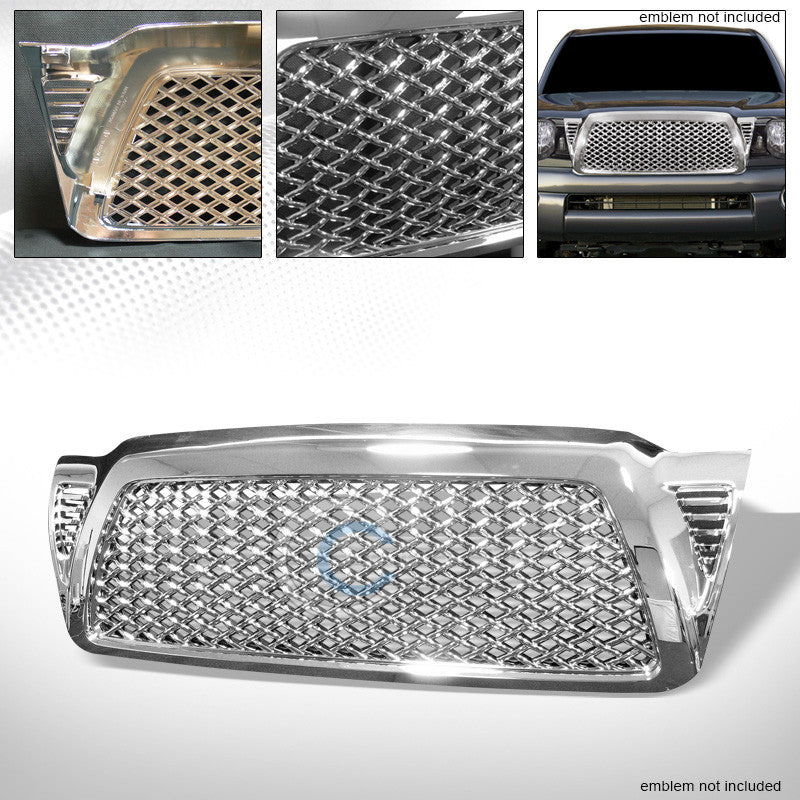 CHROME DRAGON STYLE MESH FRONT HOOD BUMPER GRILL GRILLE GUARD COVER 05-11 TACOMA