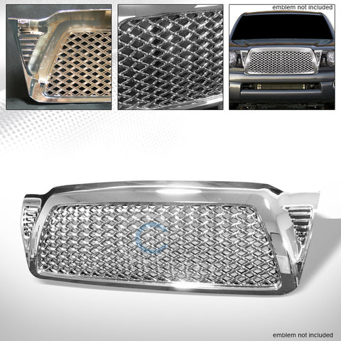 CHROME DRAGON STYLE MESH FRONT HOOD BUMPER GRILL GRILLE GUARD COVER 05-11 TACOMA