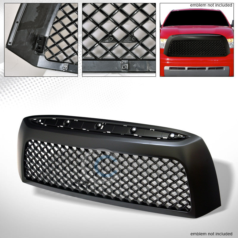 MATTE BLK TR-SPORT MESH FRONT HOOD BUMPER GRILL GRILLE COVER 07-09 TOYOTA TUNDRA