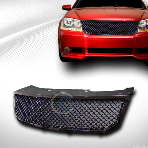 GLOSSY BLK MESH FRONT HOOD BUMPER GRILL GRILLE COVER ABS 08/09-10 DODGE AVENGER