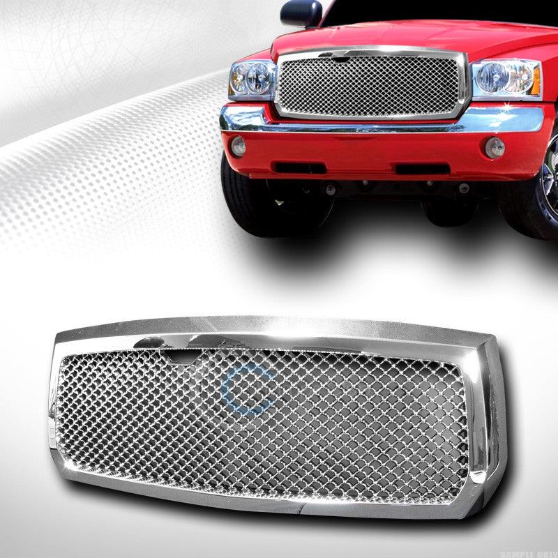 CHROME SPORT MESH FRONT HOOD BUMPER GRILL GRILLE COVER ABS 05 06 07 DODGE DAKOTA