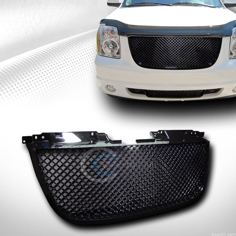 BLK 3D SPORT MESH FRONT HOOD BUMPER GRILL GRILLE COVER ABS 07-12 YUKON DENALI XL