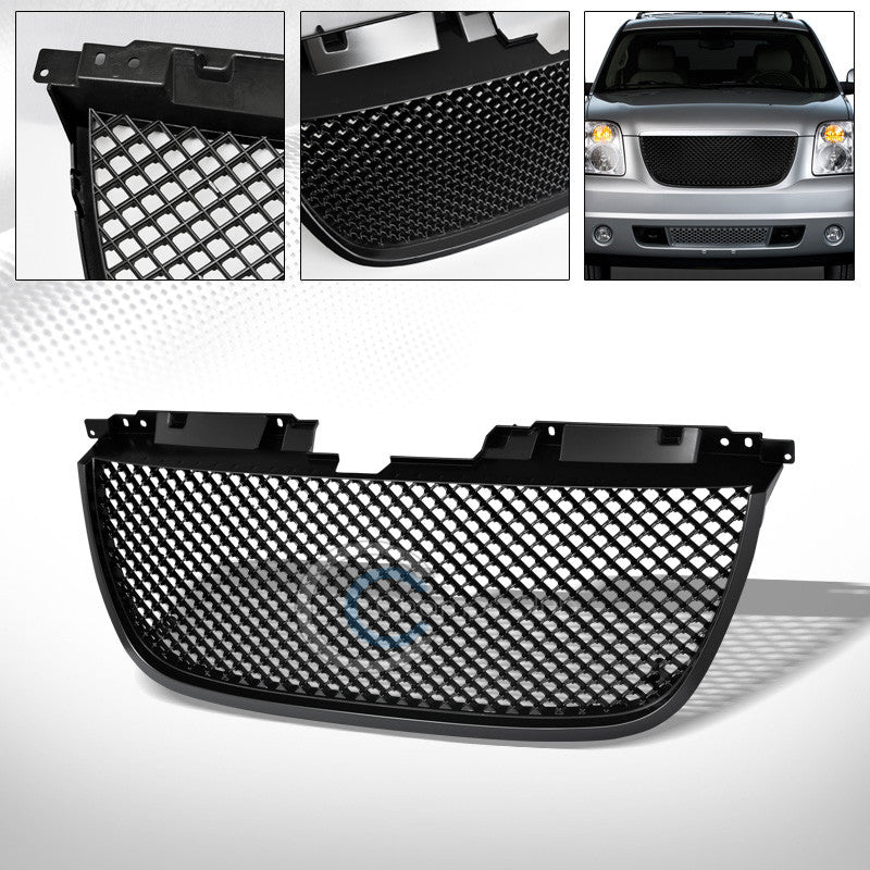 MATTE BLK SPORT MESH FRONT HOOD BUMPER GRILL GRILLE COVER 07-12 GMC YUKON DENALI