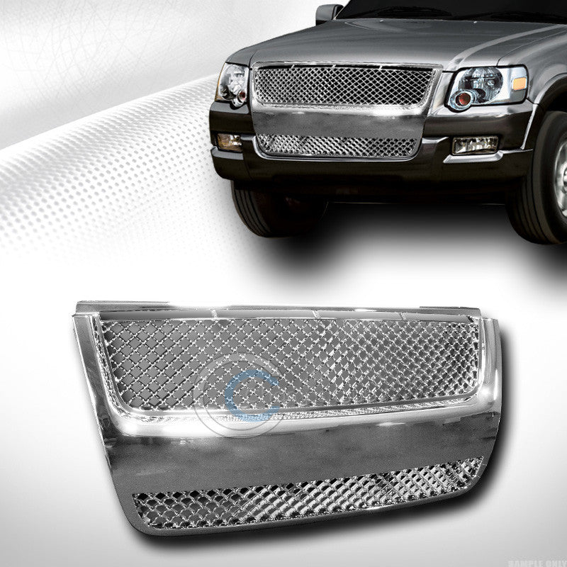 CHROME MESH FRONT HOOD BUMPER GRILL GRILLE COVER ABS 07-10 EXPLORER SPORT TRAC