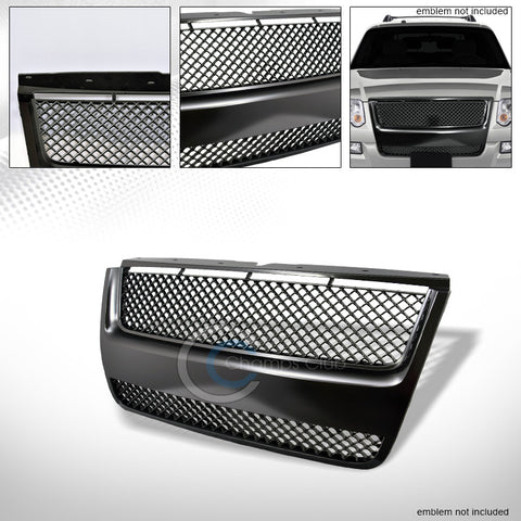 MATTE BLACK MESH FRONT HOOD BUMPER GRILL GRILLE COVER 07-10 EXPLORER SPORT TRAC