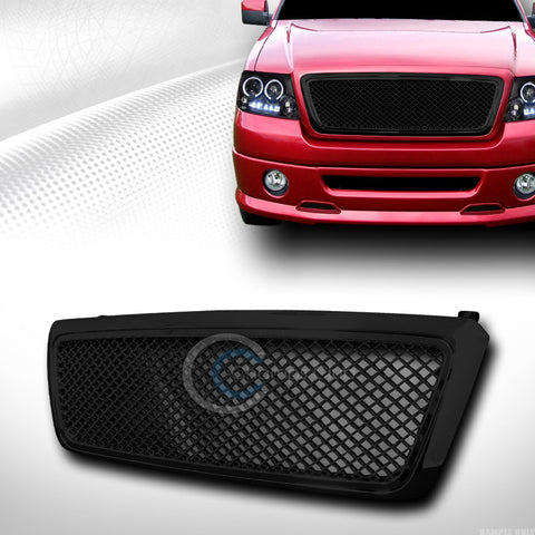 BLACK CENTER MESH UPPER FRONT HOOD BUMPER GRILL GRILLE COVER ABS 04-08 FORD F150