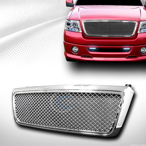 CHROME CENTER MESH UPPER FRONT HOOD BUMPER GRILL GRILLE COVER 1P 04-08 FORD F150