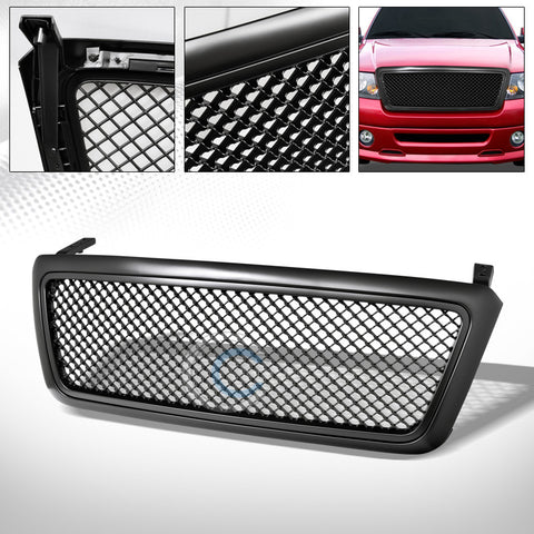 MATTE BLK CENTER MESH UPPER FRONT HOOD BUMPER GRILL GRILLE COVER 04-08 FORD F150