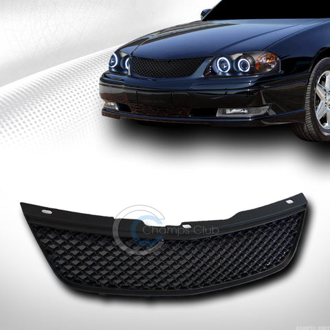 BLACK SPORT MESH FRONT HOOD BUMPER GRILL GRILLE COVER ABS 00-05 CHEVROLET IMPALA