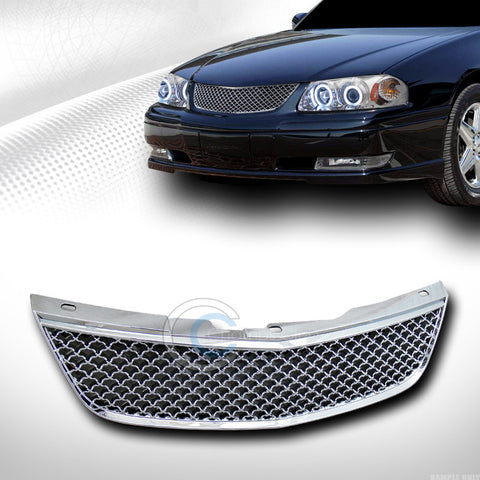 CHROME SPORT MESH FRONT HOOD BUMPER GRILL GRILLE COVER 1P ABS 00-05 CHEVY IMPALA