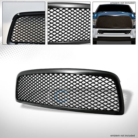 MATTE BLACK SPORT MESH FRONT HOOD BUMPER GRILL GRILLE COVER 09-12 DODGE RAM 1500