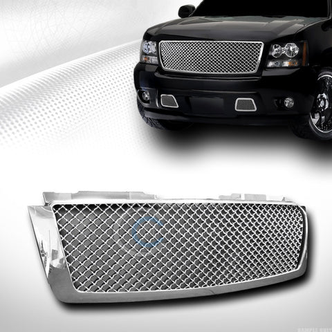 CHROME MESH FRONT HOOD BUMPER GRILL GRILLE COVER 07-14 TAHOE/SUBURBAN/AVALANCHE