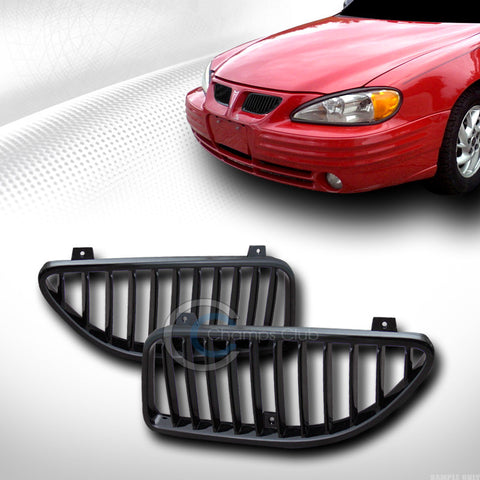 BLACK VERTICAL FRONT HOOD BUMPER GRILL GRILLE 2PC ABS 1999-2004 PONTIAC GRAND AM